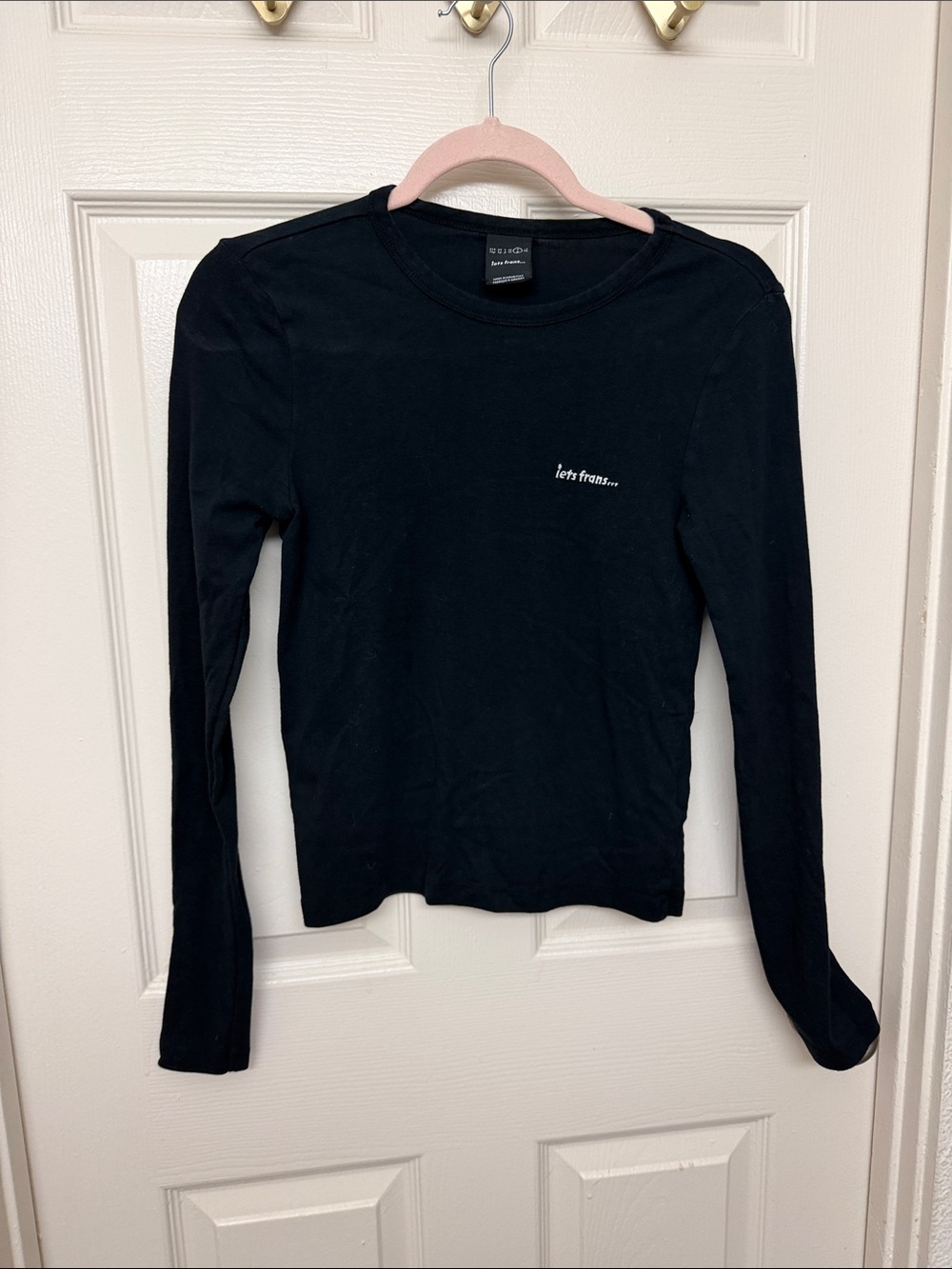 Iets frans Black Long-Sleeve Crewneck Tee with Chest Text